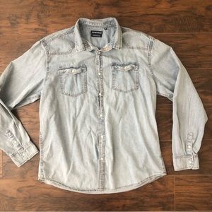 Seven Eagle Long Sleeve Mens  Pearl Snap Denim Shirt